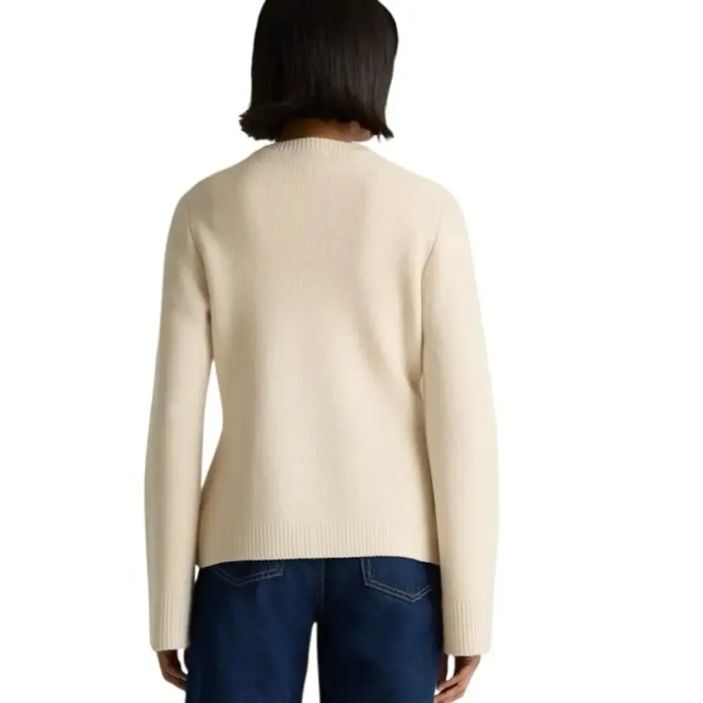 New Quince Small Mongolian Cashmere Button Up Structured Cardigan Sweater Ivory